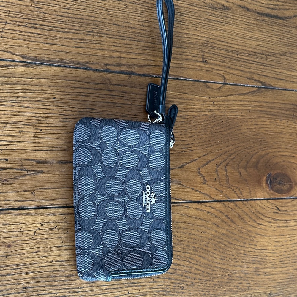 Coach Black and Gray Signature Wristlet